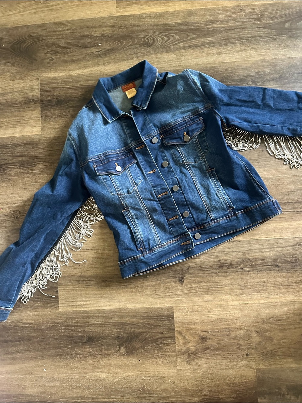 Scully Blue Denim Jacket with Fringe Trim
